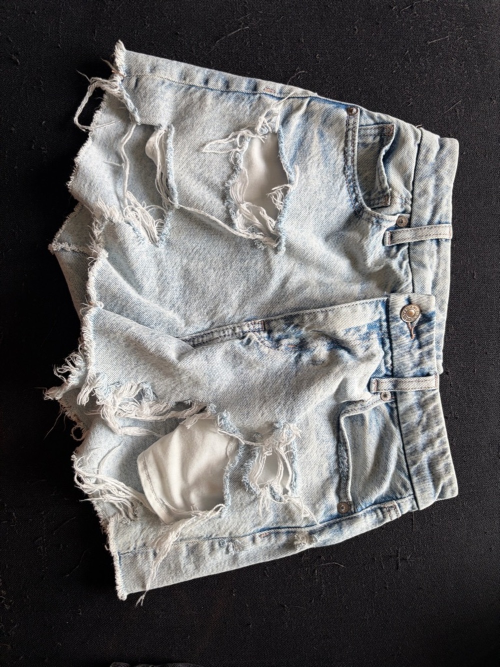 American Eagle Outfitters Light Blue Distressed Denim Shorts